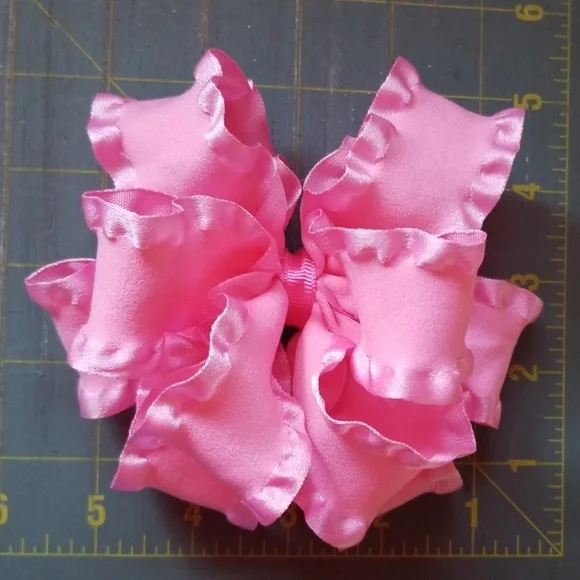 BIG double ruffle ribbon bows‎ 6 NEW